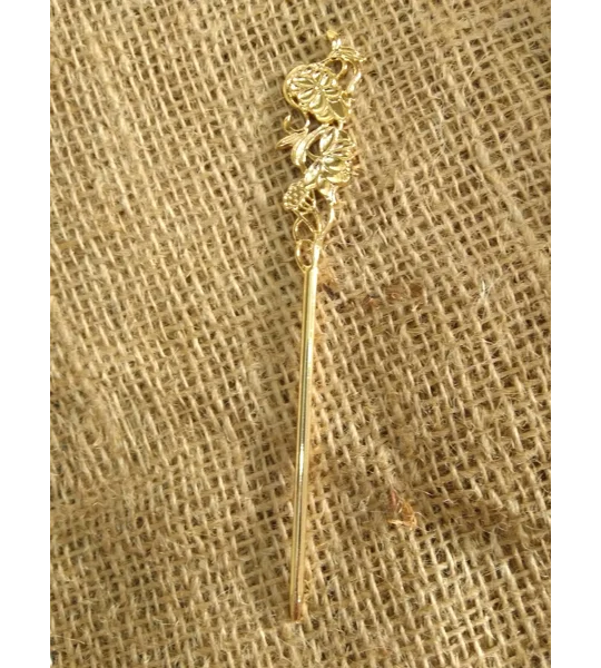 Wizard, Witch or Fairy Staff, flower top, metal, silver or gold colour , miniature prop for crafting