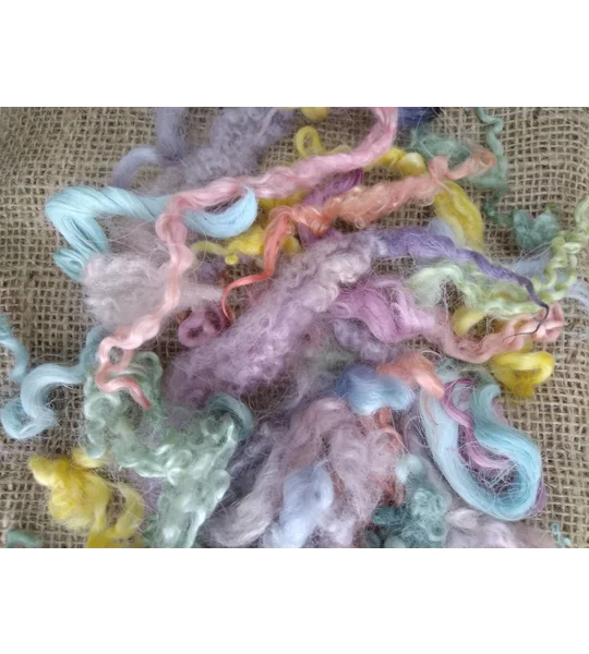 Spring Time, mixed pastel colour colors, from mixed breeds curly sheep