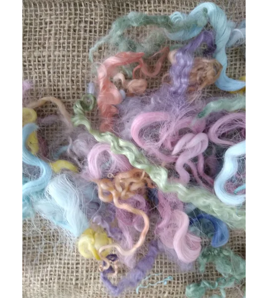 Spring Time, mixed pastel colour colors, from mixed breeds curly sheep