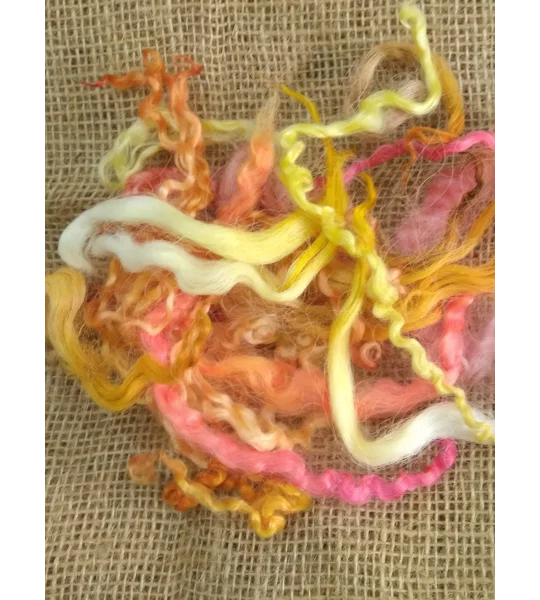 Sunset Mix, 10g mixed orange/yellow/red/pink colors, from mixed breeds curly sheep