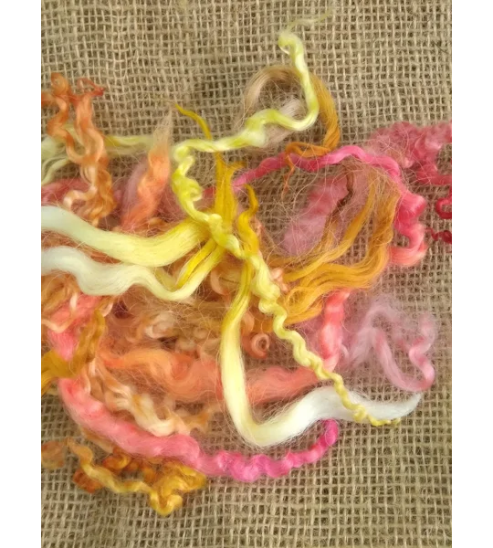 Sunset Mix, 10g mixed orange/yellow/red/pink colors, from mixed breeds curly sheep