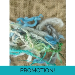 Seascape Mix, 10g mixed greens/blues/grey colors, from mixed breeds curly and wavy sheep
