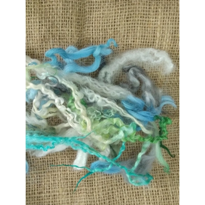 Seascape Mix, 10g mixed greens/blues/grey colors, from mixed breeds curly sheep