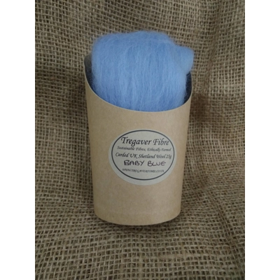 Combed Top UK Shetland Wool dyed in Baby Blue Tones, 25g