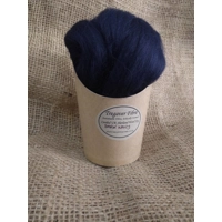 Combed UK Shetland Wool  top dyed in Dark Navy Blue  Tones 25g