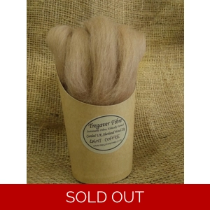 Combed UK Shetland Wool top dyed in Light Coffee Tones 25g