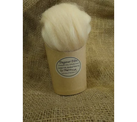 Combed UK Shetland Wool top dyed in Buttermilk Tones 25g