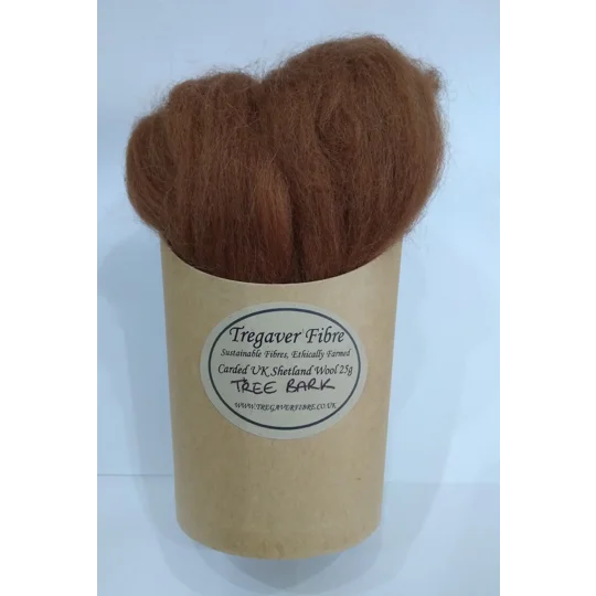 Combed UK Shetland Wool Top dyed in Tree Bark Shades 25g