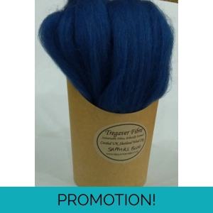 Combed UK Shetland Wool top dyed in Sapphire Blue Shades 25g