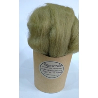 Combed UK Shetland Wool top dyed in Light Olive Green  tones Shades 25g