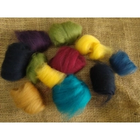 Lovely leftovers - Combed UK Shetland Wool tops dyed in Mixed Colours  25g