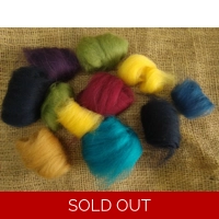 Lovely leftovers - Combed UK Shetland Wool tops dyed in Mixed Colours  25g