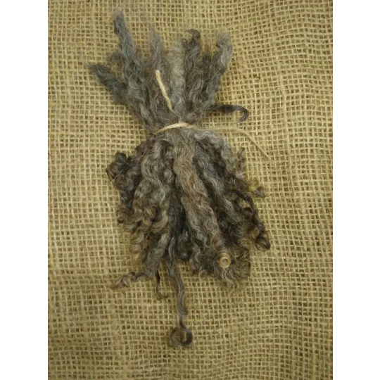 Winter morning mist, silver/grey/light brown Wensleydale Curly wool locks, 10g (v)