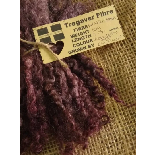 Blackberry Jam, deep purple/pink Wensleydale Curly wool locks, 10g (v)