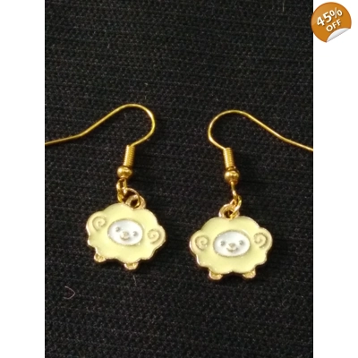Cute Smiling sheep Earrings, cream and white perfect gift for sheep lovers Cute Smiling sheep Earrings, cream and white perfect gift for sheep lovers