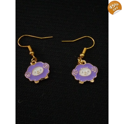 Cute Smiling sheep Earrings, purple and white perfect gift for sheep lovers Cute Smiling sheep Earrings, purple and white perfect gift for sheep lovers