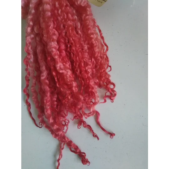 Red Pink orange Teeswater wool locks, 28g 14g or 7g