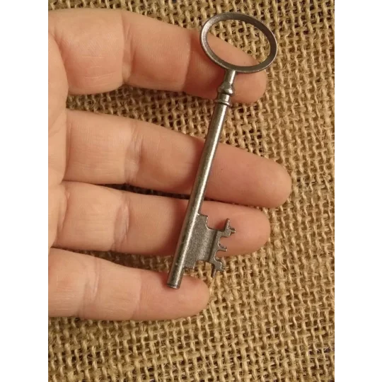 Dark silver colour metal key, prop, crafting supplies