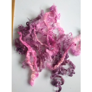 Purple and bright pink with coral  teeswater curly wool and locks 10g (v)