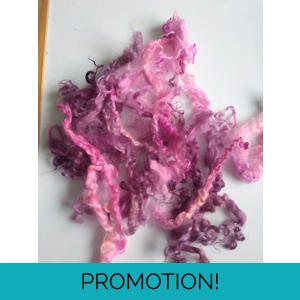 Purple and bright pink with coral  teeswater curly wool and locks 10g (v)