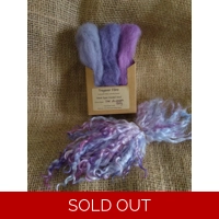 The Aurora- 3 colour (30g) carded wool pack, with 10g bunch teeswater locks