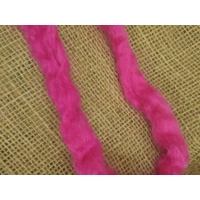 Hand Dyed, Bright Pink Mohair Carded Roving, 10g(v)