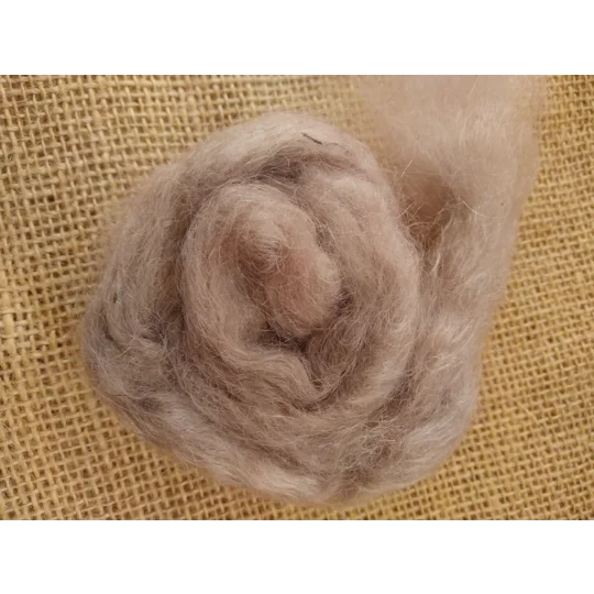 Hand Dyed, brown pink "twilight" Mohair Carded Roving, 10g(v)