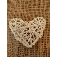 Small white rattan heart, 7cm