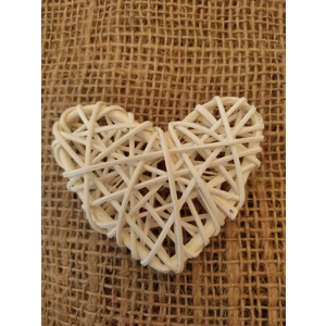Small white rattan heart, 7cm