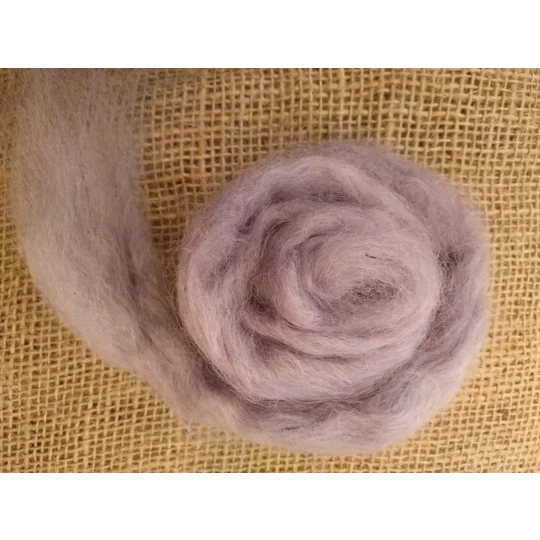Hand Dyed, Lightest Lilac Mohair Carded Roving, 10g(v)