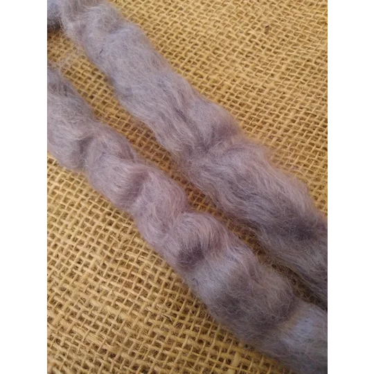 Hand Dyed, in Magical Moonlight, pale purple Mohair Carded Roving, 10g(v)
