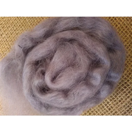 Hand Dyed, in Magical Moonlight, pale purple Mohair Carded Roving, 10g(v)
