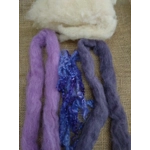 Fibre Finder - Fairy Night- Purples mixed fibres carded and curly wool