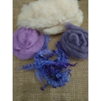 Fibre Finder - Fairy Night- Purples mixed fibres carded and curly wool