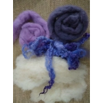 Fibre Finder - Fairy Night- Purples mixed fibres carded and curly wool