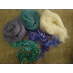 Fibre Finder - The Fae- Purples / teals mixed fibres carded and curly wool