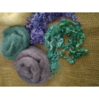 Fibre Finder - The Fae- Purples / teals mixed fibres carded and curly wool