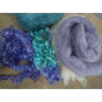 Fibre Finder - The Fae- Purples / teals mixed fibres carded and curly wool