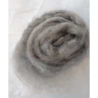 Hand Dyed, in silver,   Mohair Carded Roving, 10g(v)