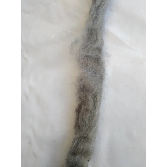 Hand Dyed, in silver, Mohair Carded Roving, 10g(v)
