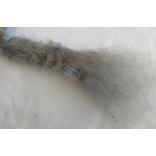 Hand Dyed, in silver, Mohair Carded Roving, 10g(v)