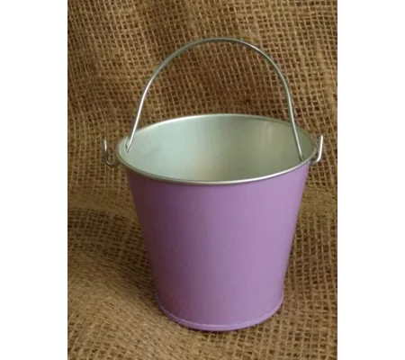 miniature purple metal bucket