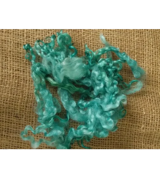 Aqua Teal Teeswater Curly wool, 10g (v)