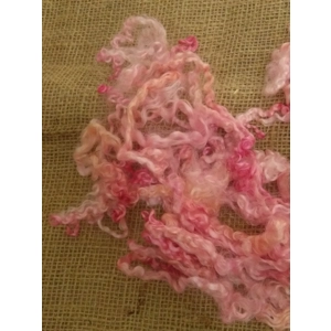Pink and Salmon Teeswater Curly wool, 10g (v)