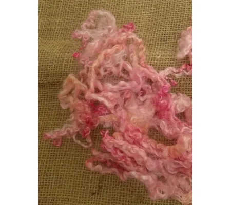Pink and Salmon Teeswater Curly wool, 10g (v)