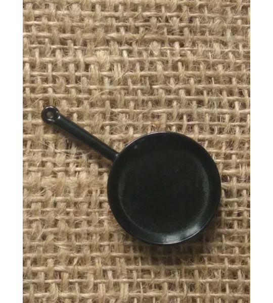 Miniature black metal frying pan, 3 size options, for crafting and props