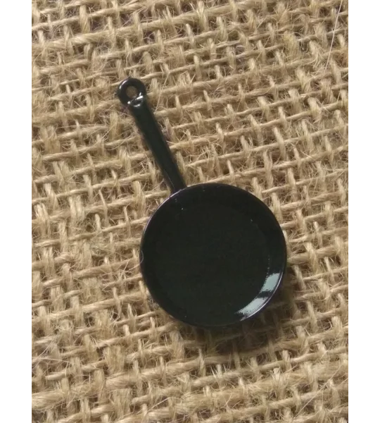 Miniature black metal frying pan, 3 size options, for crafting and props