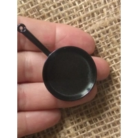 Miniature black metal frying pan, 3 size options,  for crafting and props