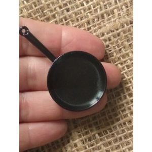 Miniature black metal frying pan, 3 size options,  for crafting and props