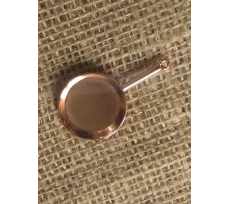 Miniature copper colour metal frying pan, 3 size options, for crafting and props